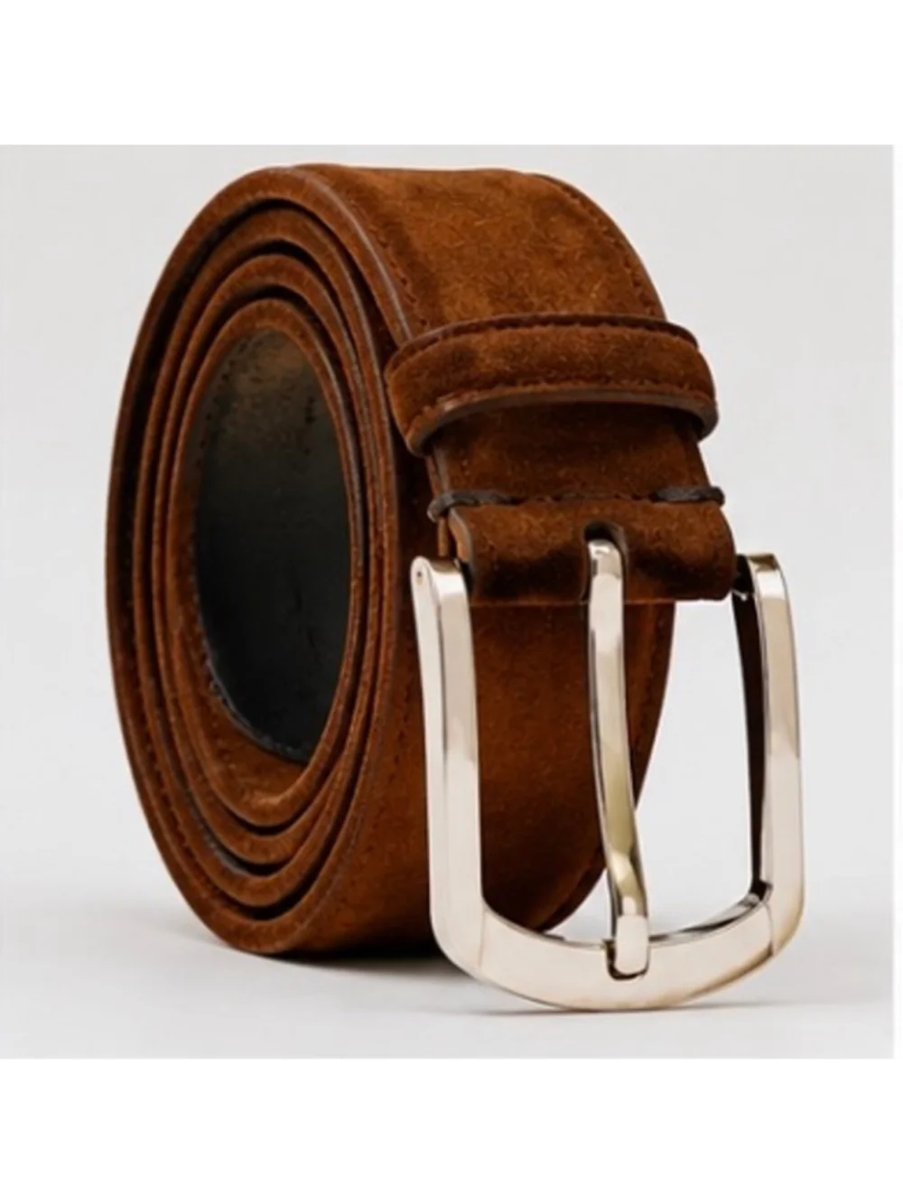 Men's Ermenegildo Zegna Couture Suede Belt, Brown and Silver New 95cm/36in